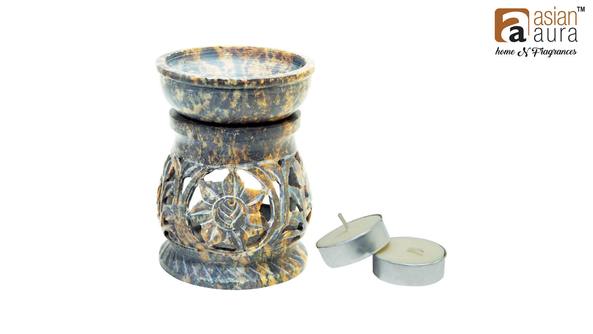 Asian Aura Ceramic Aromatic Oil Diffuser With 2 Oil Bottles Aa-cb-0037