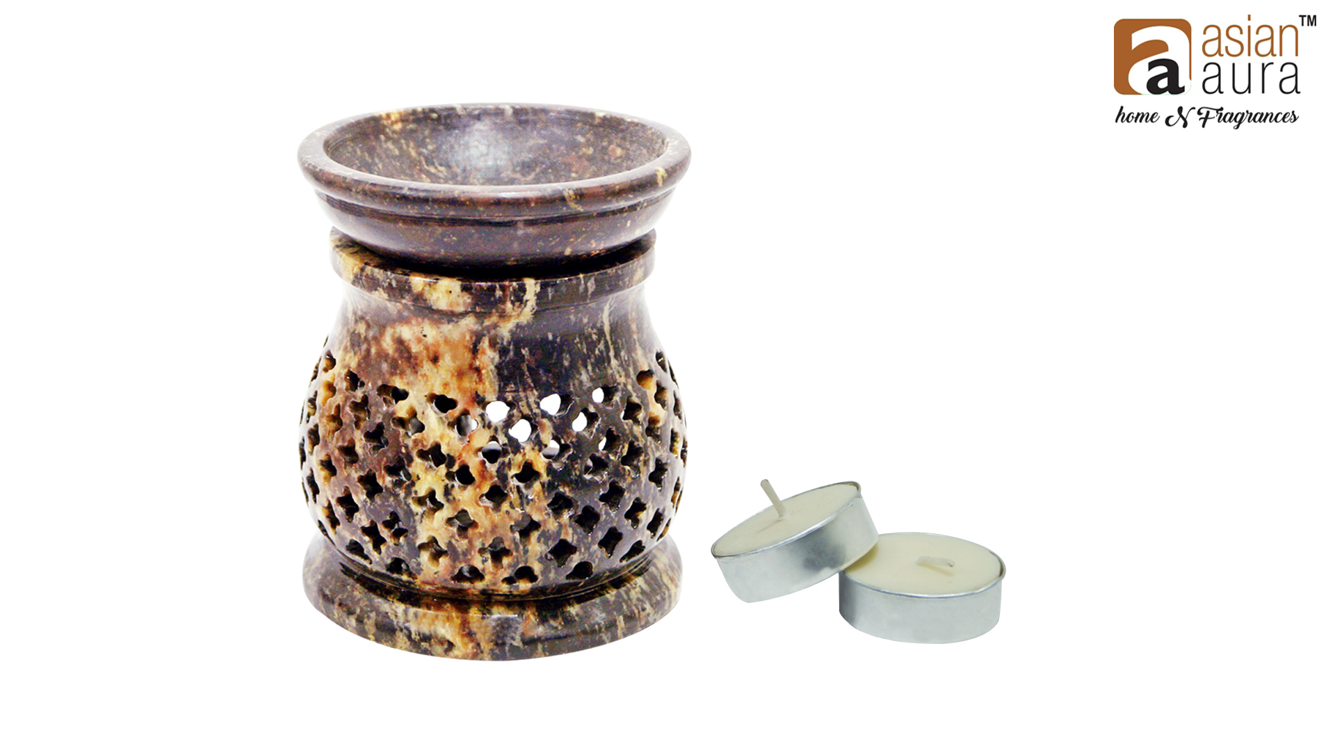 Asian Aura Ceramic Aromatic Oil Diffuser With 2 Oil Bottles Aa-cb-0038