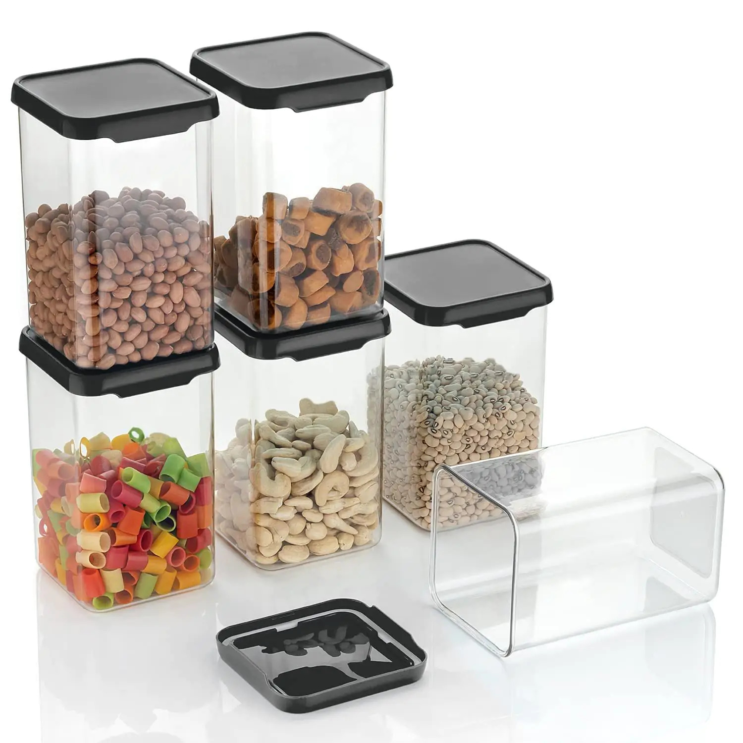 Black Square Airtight Plastic Container