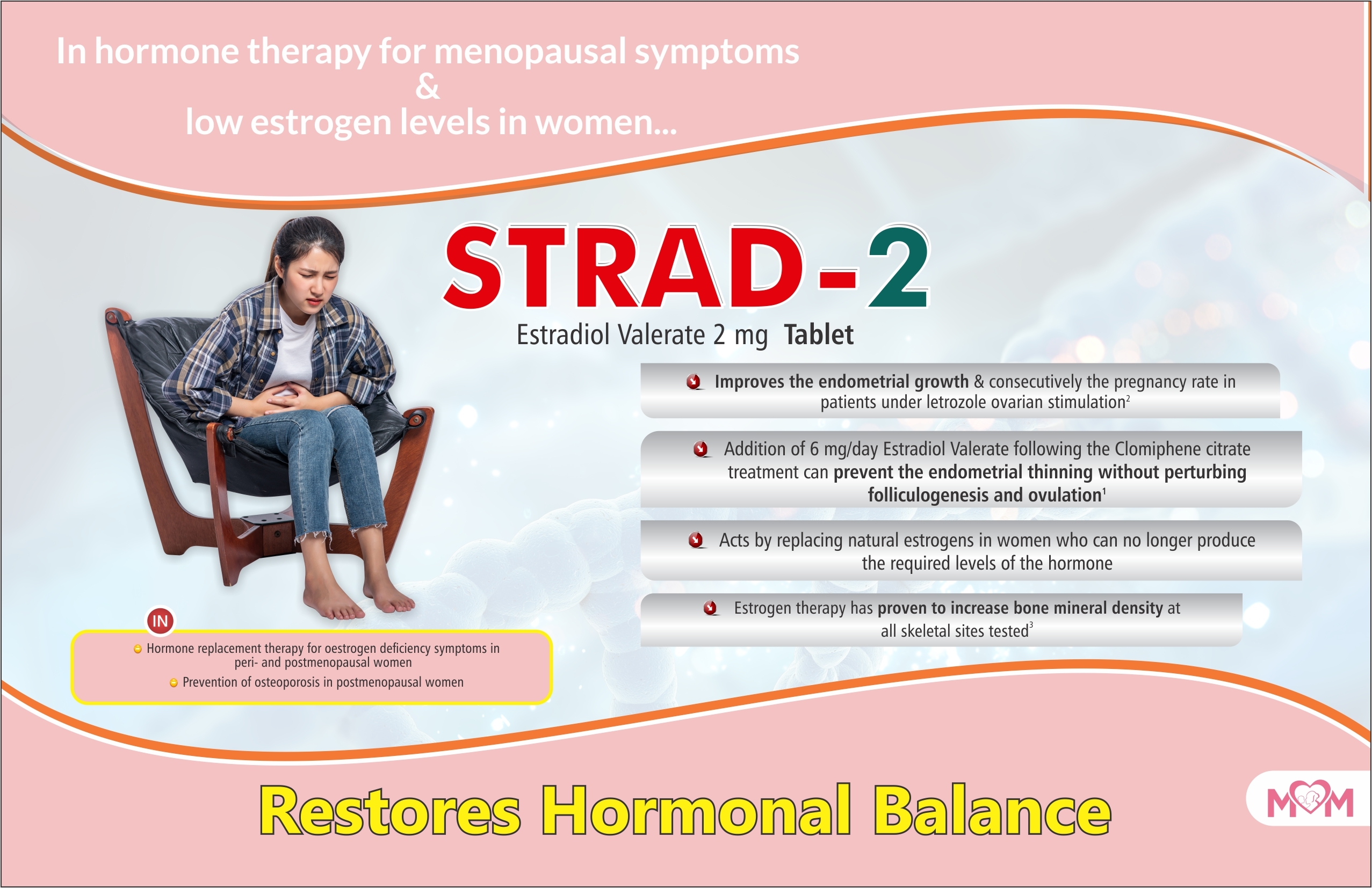Strad-2 Tablet - Estradiol 2 Mg Oral Hormone Replacement Therapy | Alleviates Menopausal Symptoms, Supports Cancer Treatment