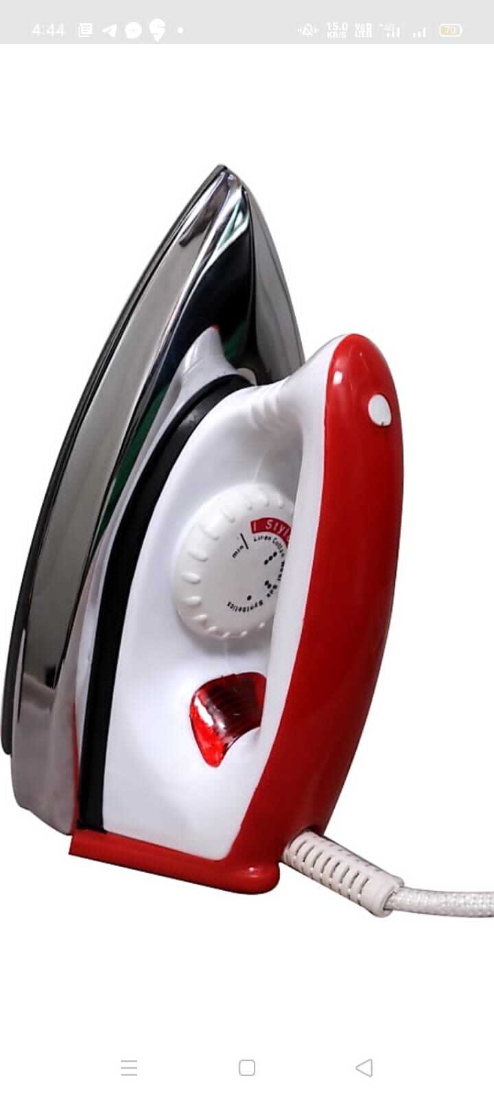 Electric Iron - Stainless Steel | Multiple Colors, Over Heating Protection, Dry Iron Type