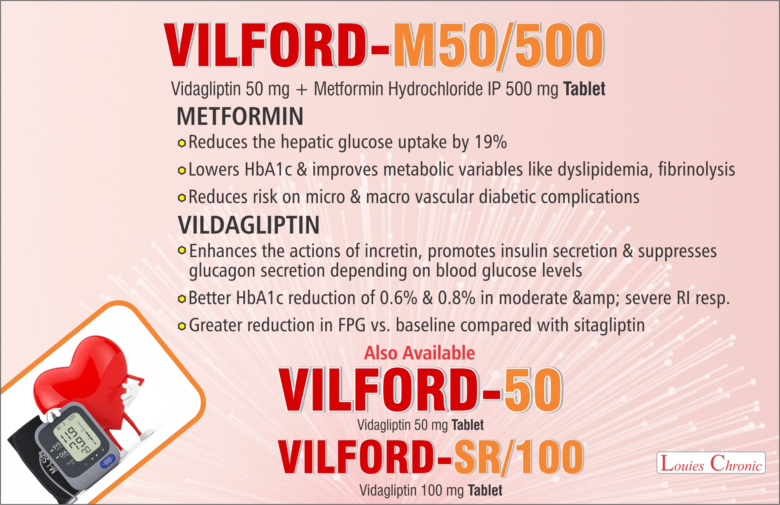 Vildagliptin Metformin Tablet - 50mg Vildagliptin + 500mg Metformin Hydrochloride | Type 2 Diabetes Management, Prevents Complications, Supports Heart Health, 24 Months Shelf Life, Store In Dry Place