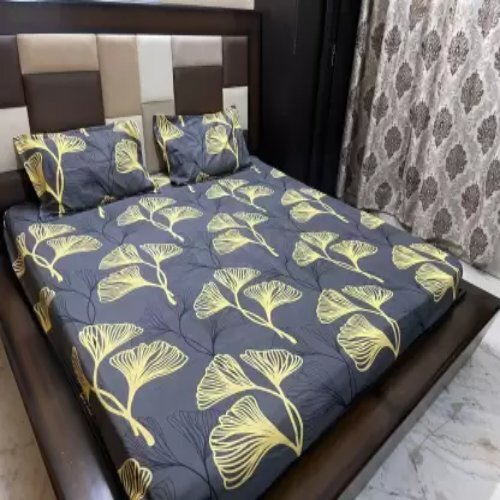 Cotton King Size Floral Fitted (Elastic) Bedsheet - Grey, Red | Cozy For All Seasons, Elegant Design For Classy Home Interiors
