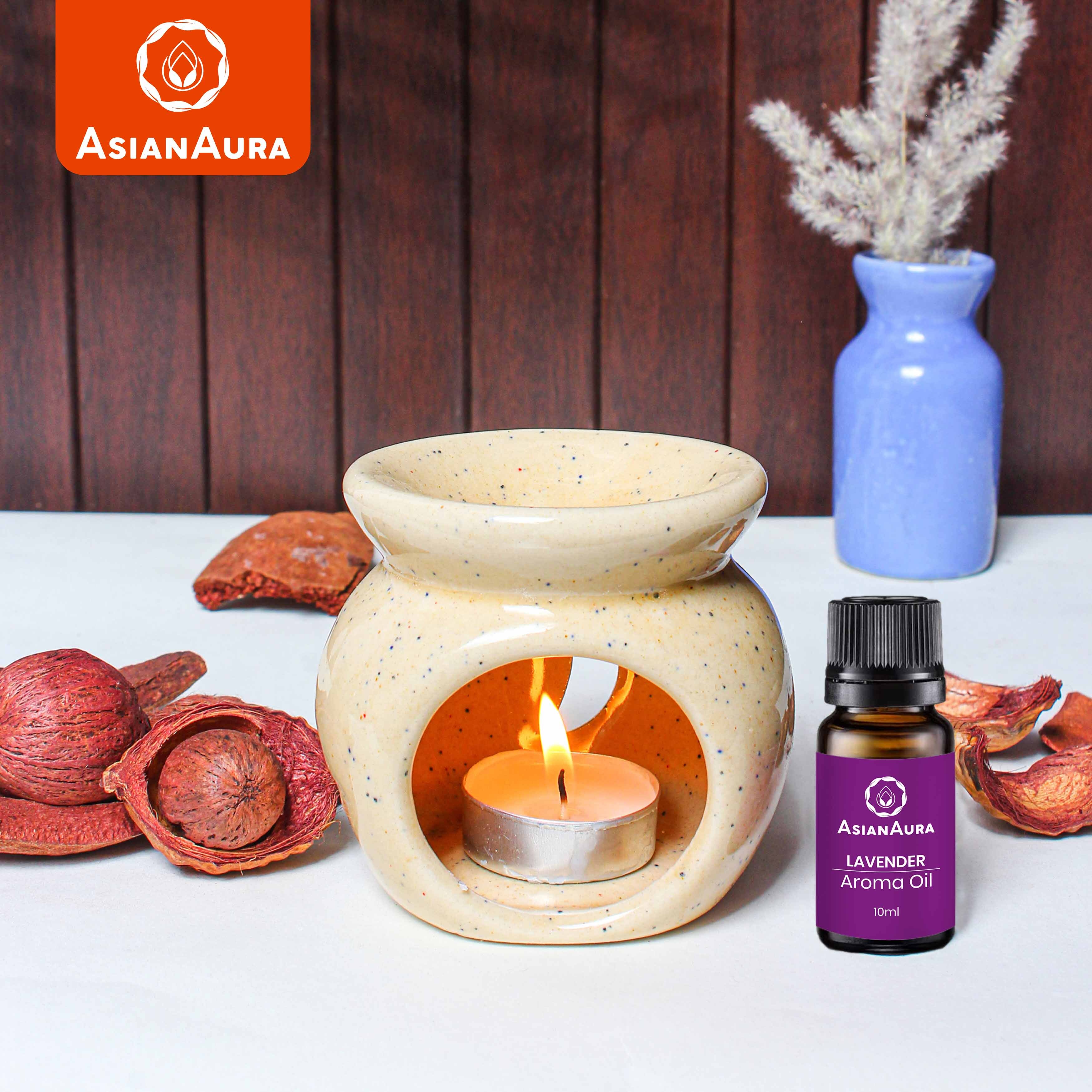 Asian Aura Ceramic Aromatic Diffuser - 10ml , Long Lasting Fragrance For Home And Office, Aesthetic Design For Personal Care And Daily Use