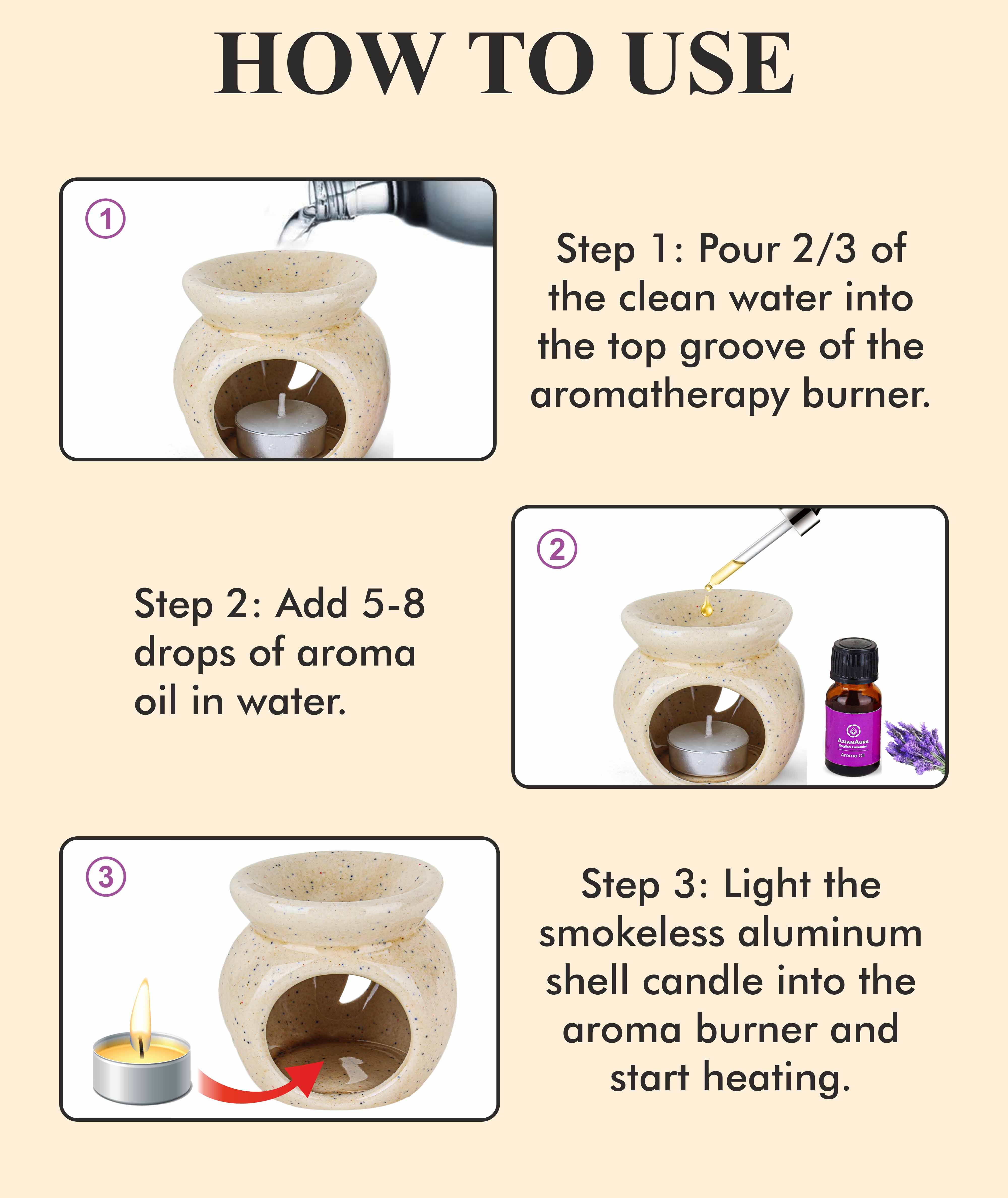 Asian Aura Ceramic Aromatic Diffuser - 10ml , Long Lasting Fragrance For Home And Office, Aesthetic Design For Personal Care And Daily Use