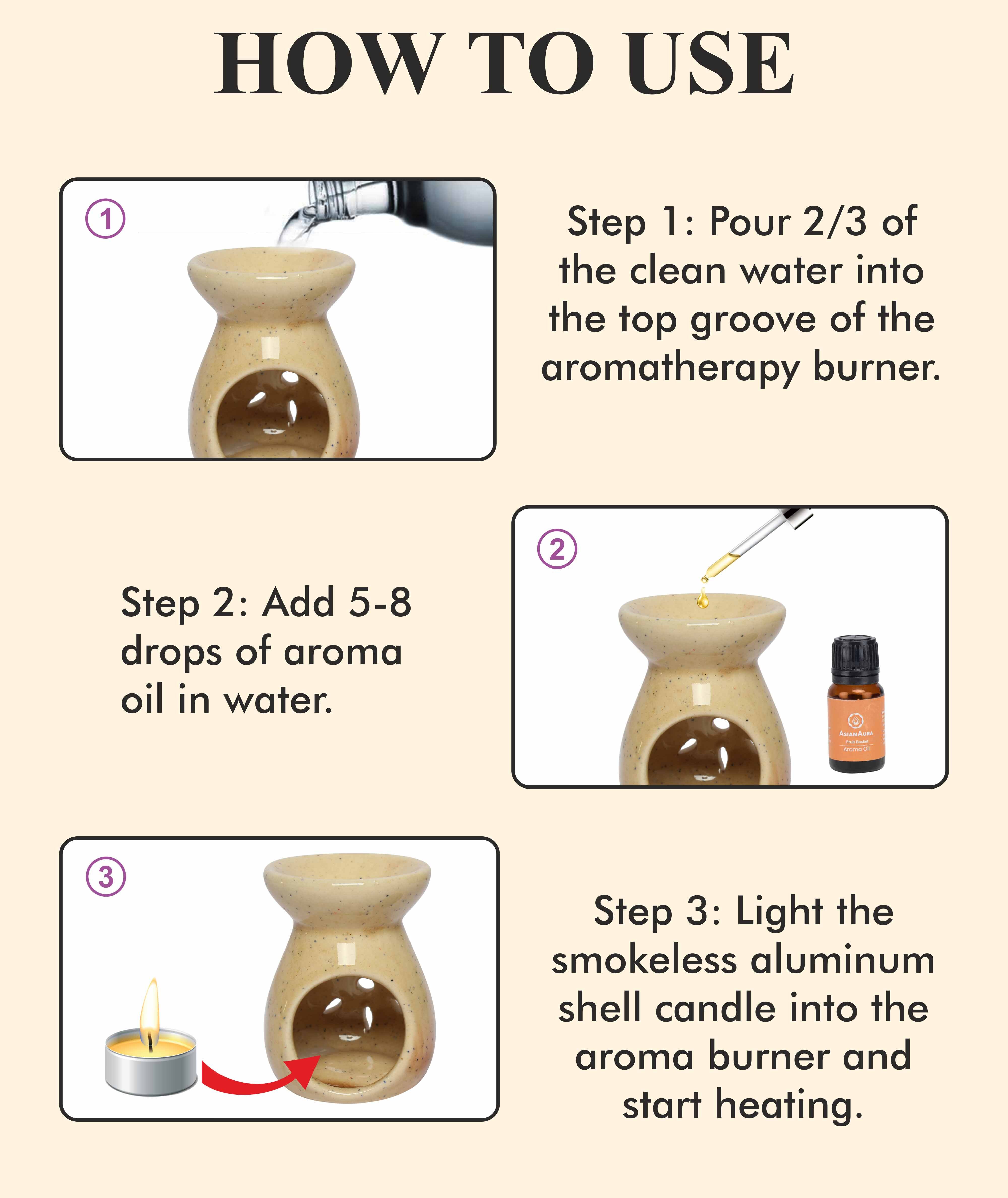 Asian Aura Ceramic Aromatic Oil Diffuser - 10ml Capacity | Long-lasting Fragrance, Unique Design, Ideal For Home & Office