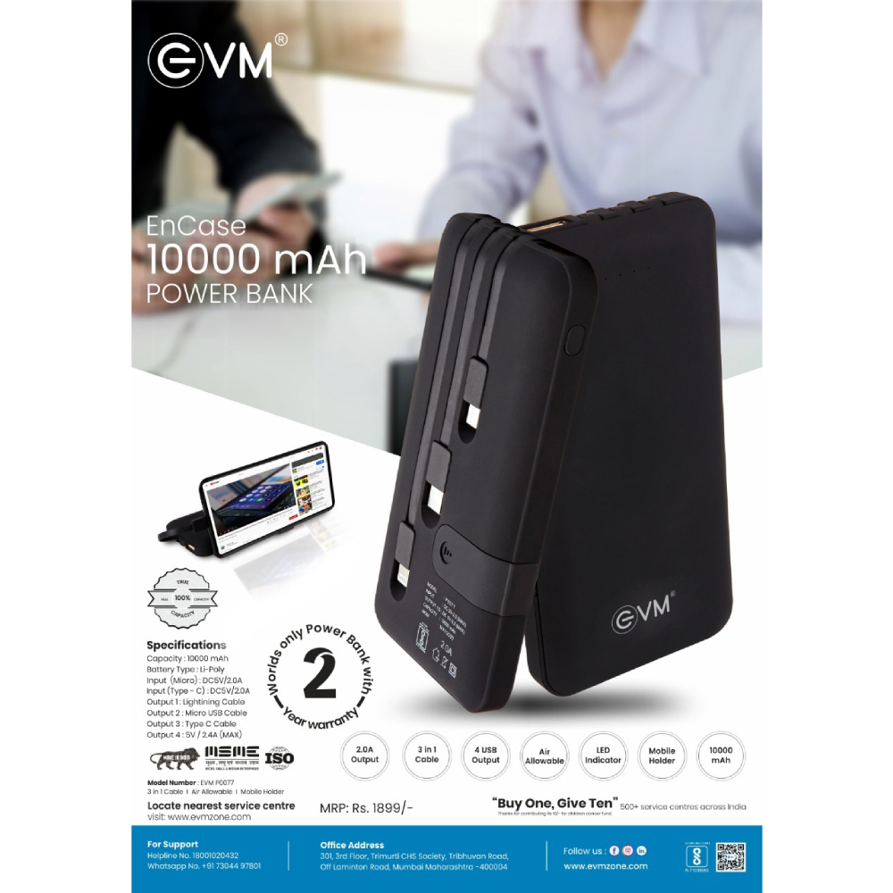 Evm Encase 10000mah Power Bank Evm P0077