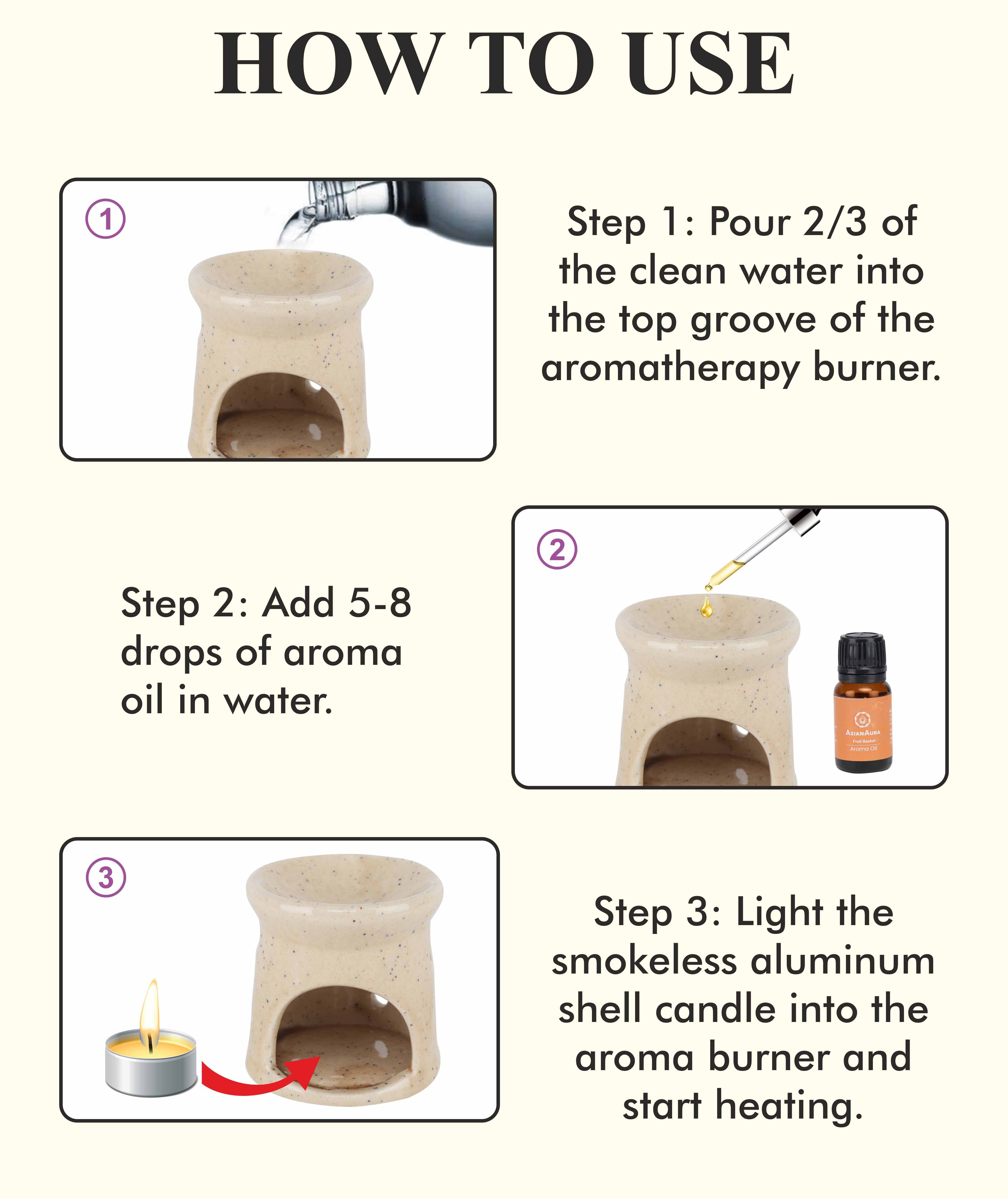 Asian Aura Ceramic Aroma Oil Diffuser - 10ml Aroma Oil Capacity | Unique Design, Long Fragrance, Stress Relief, Ideal For Daily Use