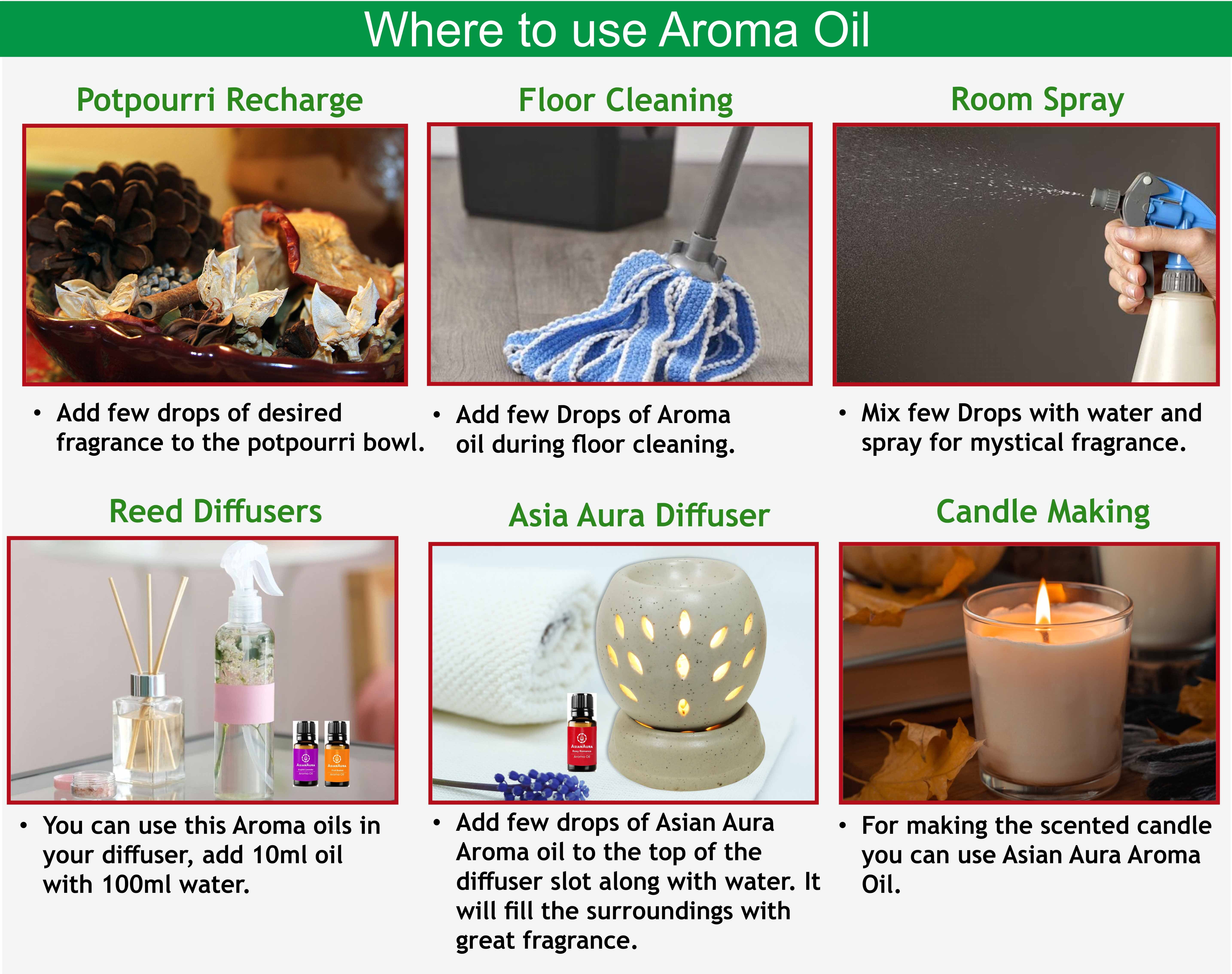 Asian Aura Basic Oil Bottle Set 10ml Aroma Oil Set Of 6 Gender: Male