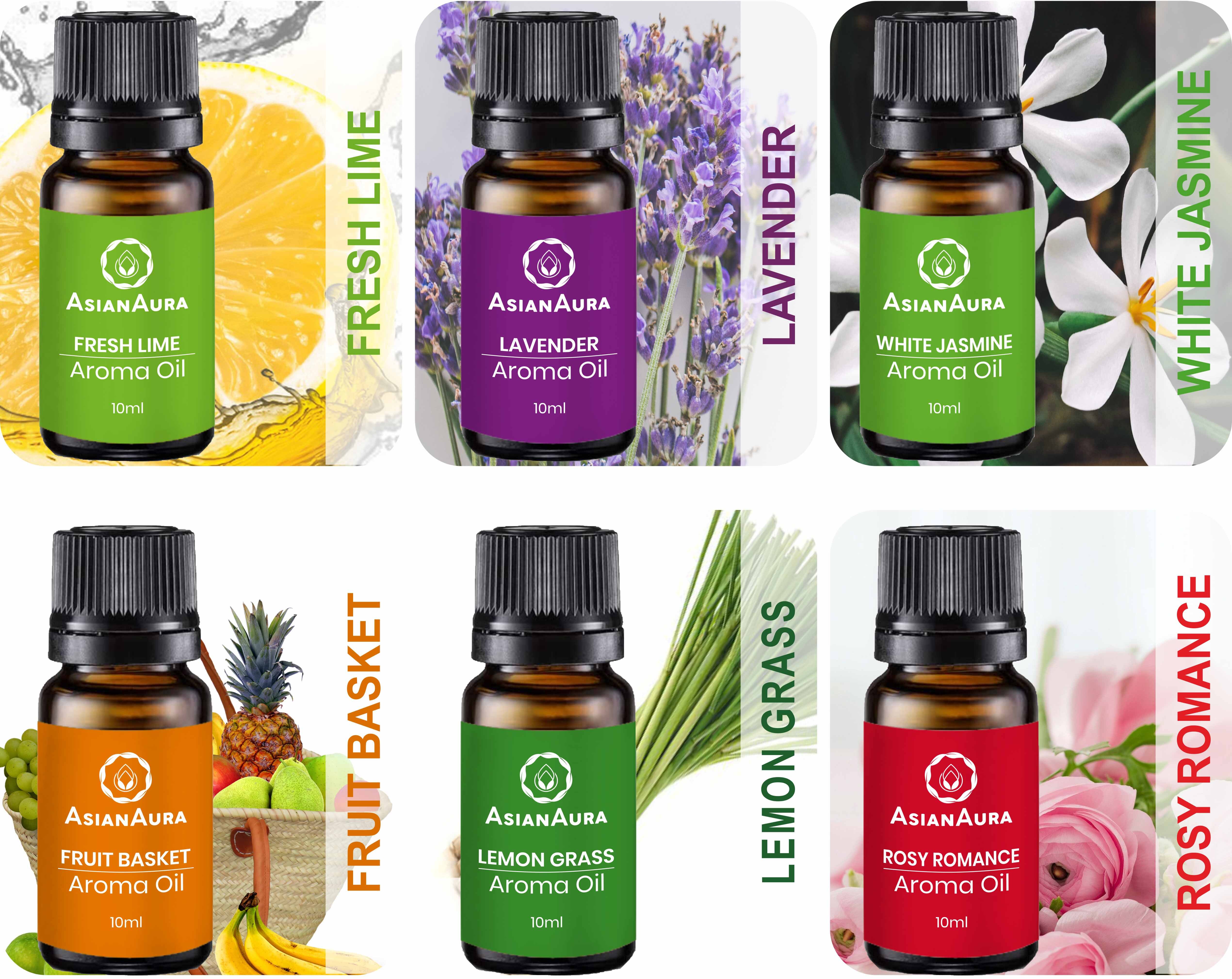 Asian Aura Basic Oil Bottle Set 10ml Aroma Oil Set Of 6 Gender: Male