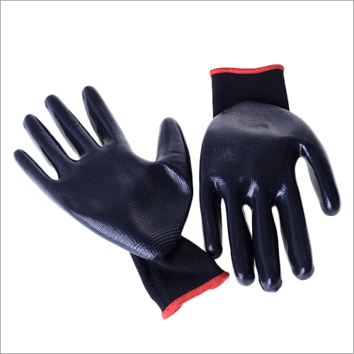 Black Nitrile Coated Gloves - Full Finger Style Quick Dry & Washable | Disposable Plain Pattern Durable & Comfortable