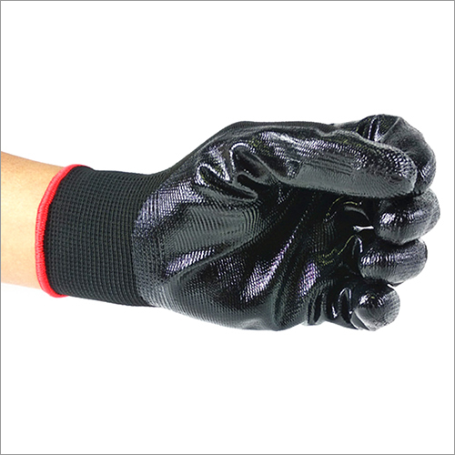 Black Nitrile Coated Gloves - Full Finger Style Quick Dry & Washable | Disposable Plain Pattern Durable & Comfortable