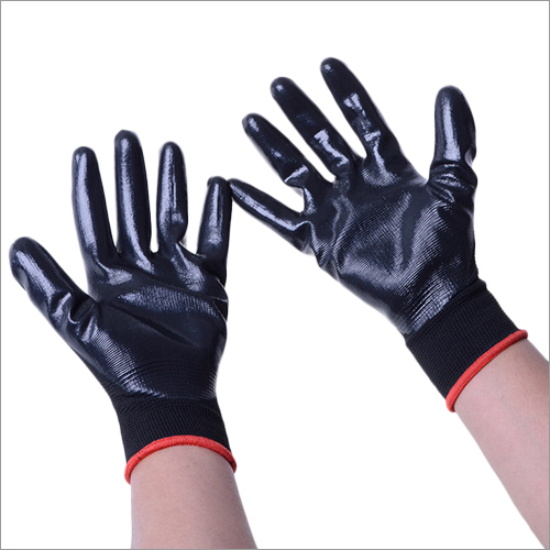 Black Nitrile Coated Gloves - Full Finger Style Quick Dry & Washable | Disposable Plain Pattern Durable & Comfortable