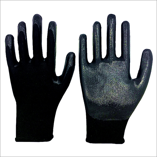 Black Nitrile Coated Gloves - Full Finger Style Quick Dry & Washable | Disposable Plain Pattern Durable & Comfortable