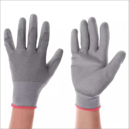 Grey Pu Gloves - Pu Material, Full Finger Style, Gray Color | Quick Dry, Washable, Breathable Design For Precision Handling