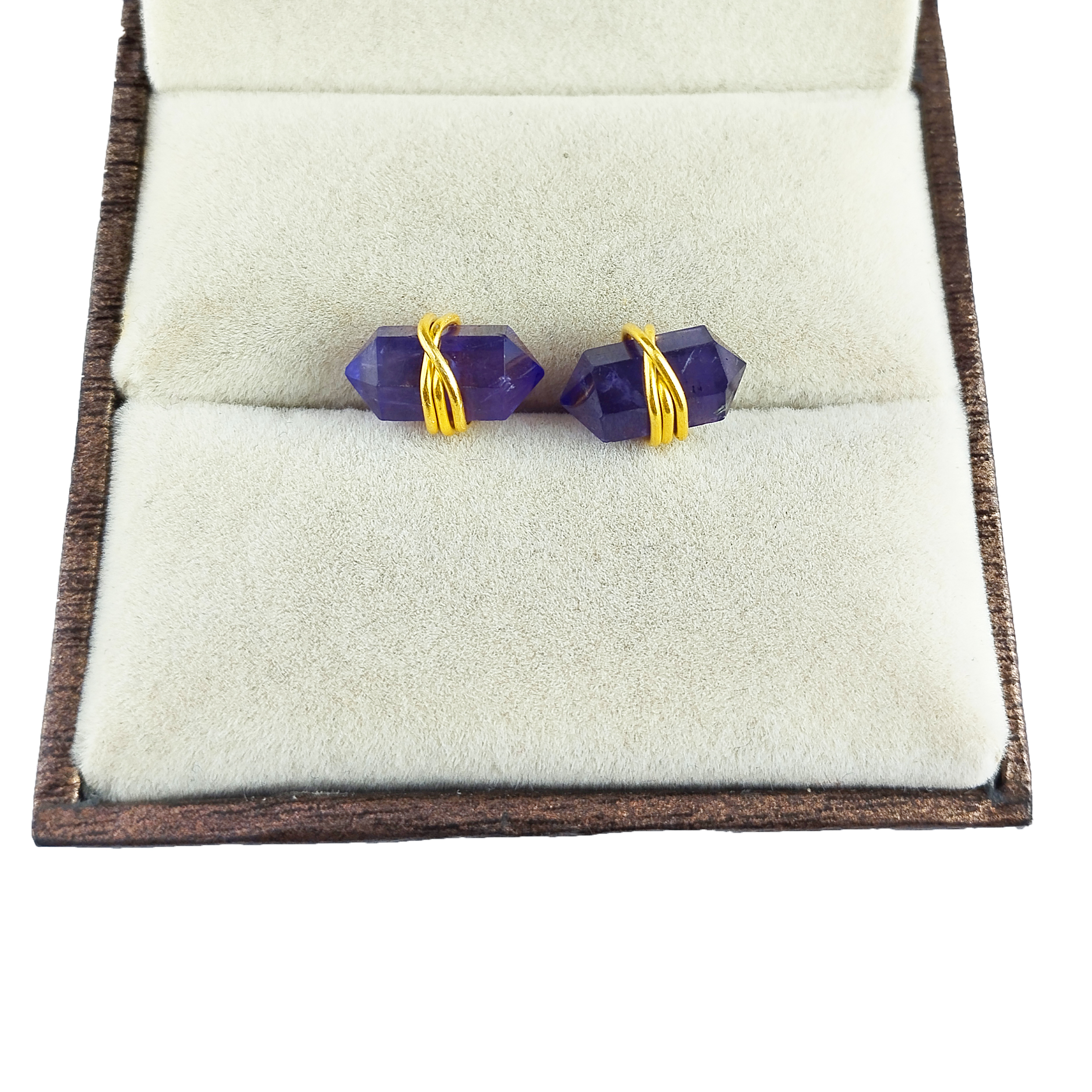 Semi Precious Gemstone Tiny Double Sided Point Stud Earrings Size: Stone Size 12x5mm