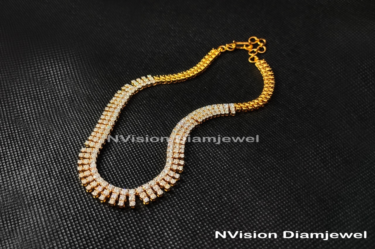 Diamond Necklace - 13 Carat Natural Vs1 Round Brilliant Cut Diamonds | G-h White Diamond Color, Timeless Elegance