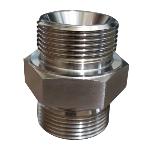 Hydraulic Adapter - Stainless Steel, 1/2 Inch Size, Silver Color, Hex Shape | Industrial Usage, Male Connection Type, Wholesale Manufacturer