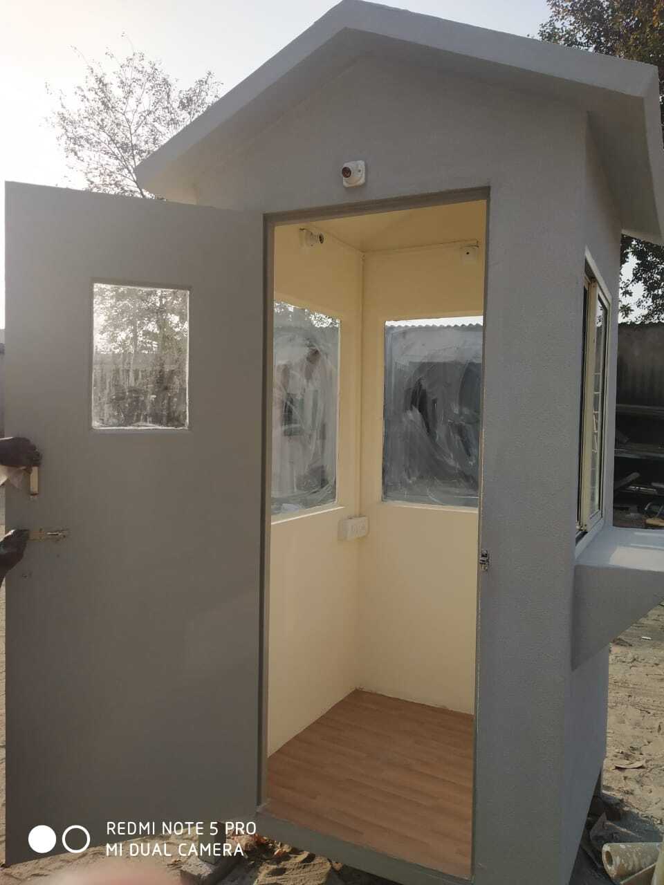 Prefabricated Security Cabin - Steel Roof Vertical Open Style One Window One Door | White Color Ideal For Villa And Warehouse
