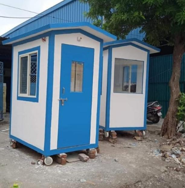 Prefabricated Security Cabin - Steel Roof Vertical Open Style One Window One Door | White Color Ideal For Villa And Warehouse