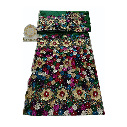 मल्टीकलर मल्टी ग्रीन कलर हैंडवर्क फैब्रिक जॉर्ज रैपर