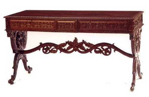 Rosewood Centre Table - L 127 x B 58 x H 74 CMS | Handmade Artwork, Square Edges, Glass Top, Four Elephant Head Legs, Indian Style
