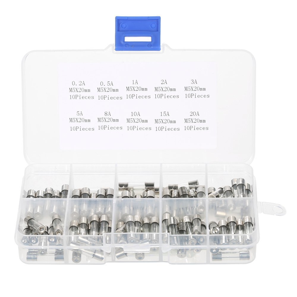 100pcs 5x20mm Fast-blow Glass Fuse - Color: White