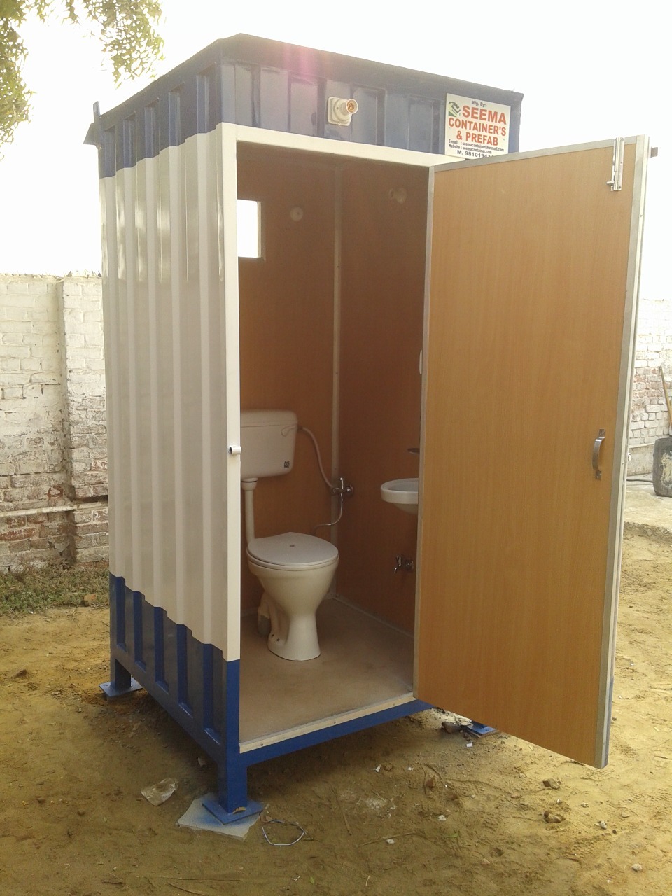 Prefabricated Toilets Cabin - Steel Material, White Color | Steel Door, Durable Design