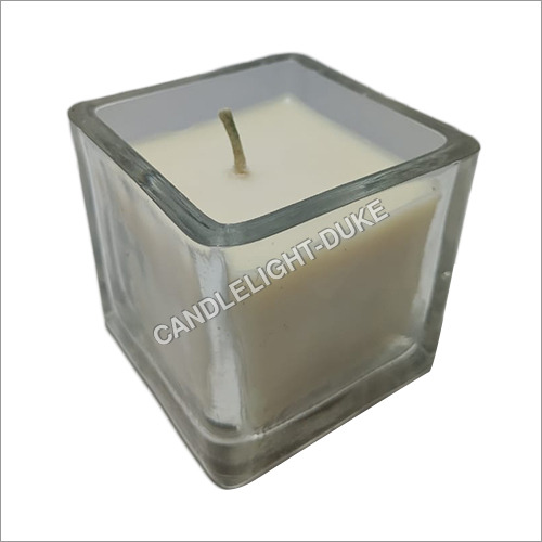 व्हाइट फ्रॉस्ट ग्लास स्क्वायर शॉट्स जार कैंडल