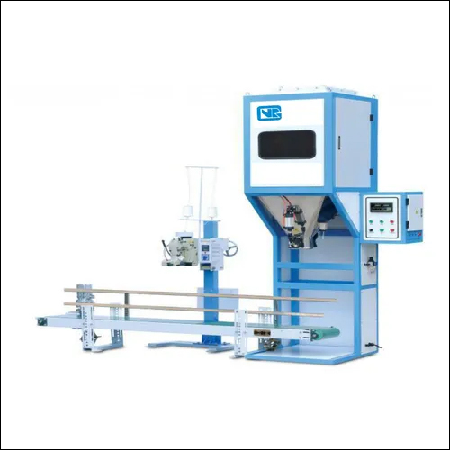 RICE Packing Machine - Semi-Automatic, 1500 Kg/hr Capacity, Blue Finish | PLC Control, Pneumatic Drive System, 0-1 HP Power