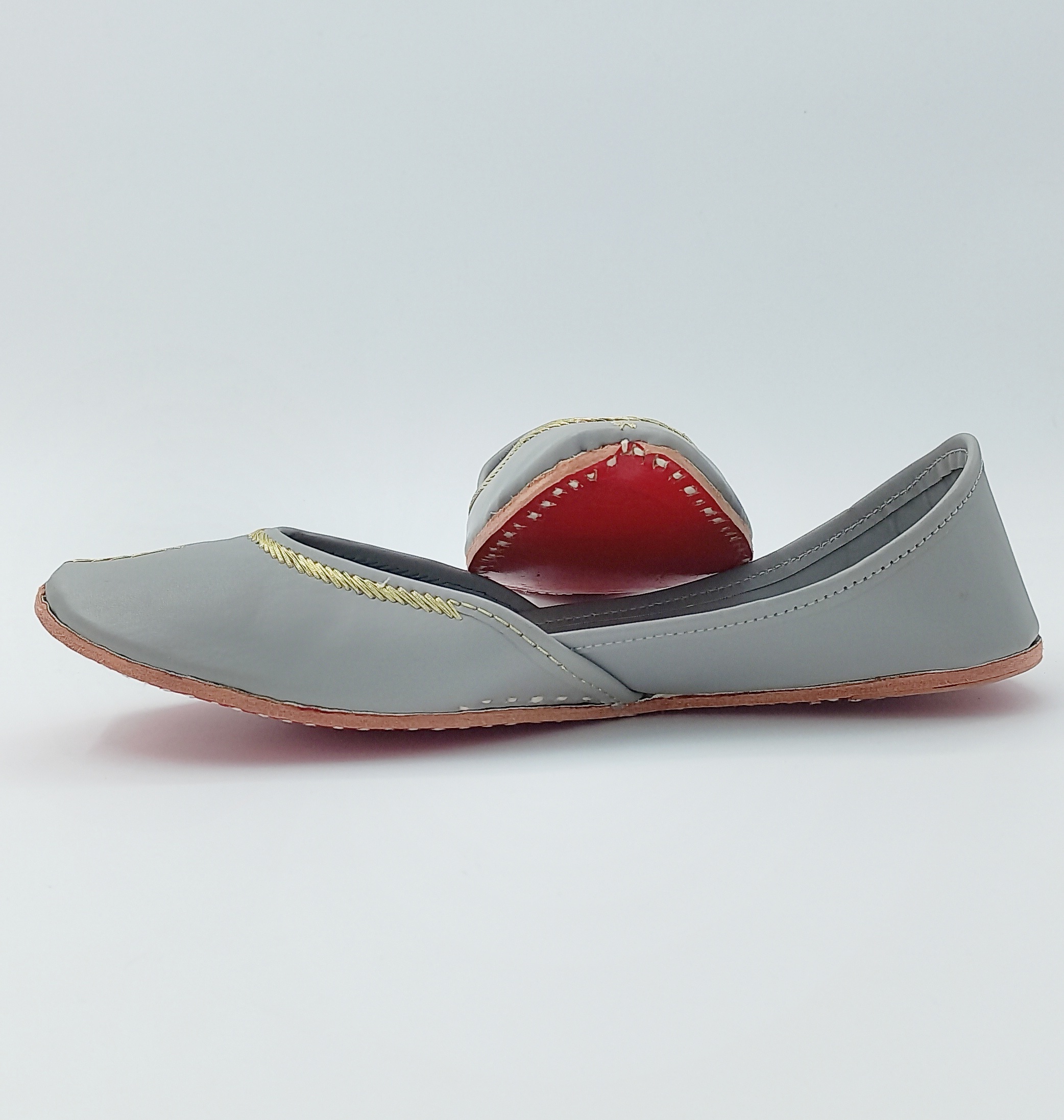 Leather Jutti - Leather Upper, Customizable Sizes, Gray Color | Flat Heel, Soft Cushion Insole, All-season Wear, Durable Leather Outsole