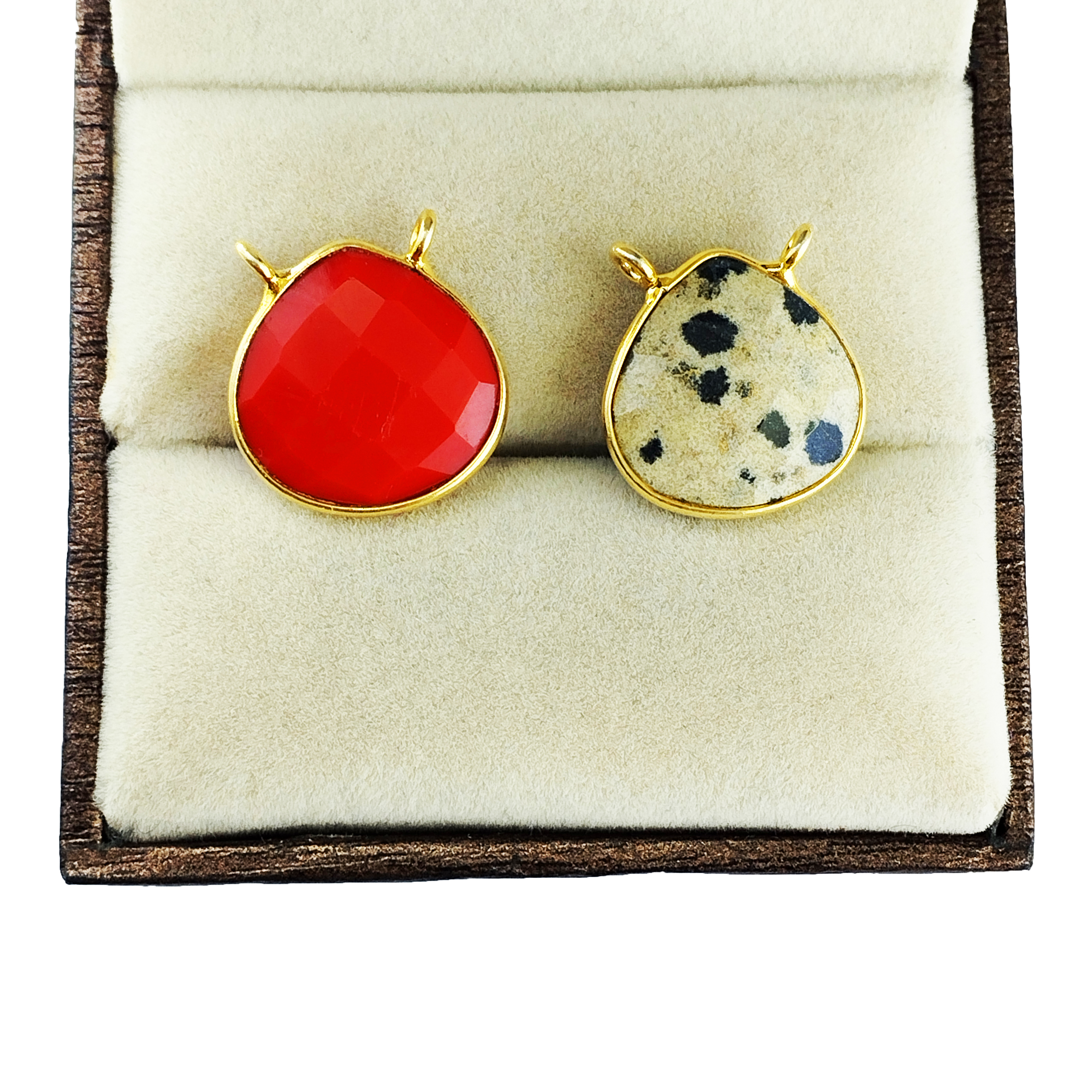 Same As Photo Gemstone Heart Shape Pendant - 16mm Faceted Heart 2 Loop Gemstone Vermeil Gold Bezel Pendant