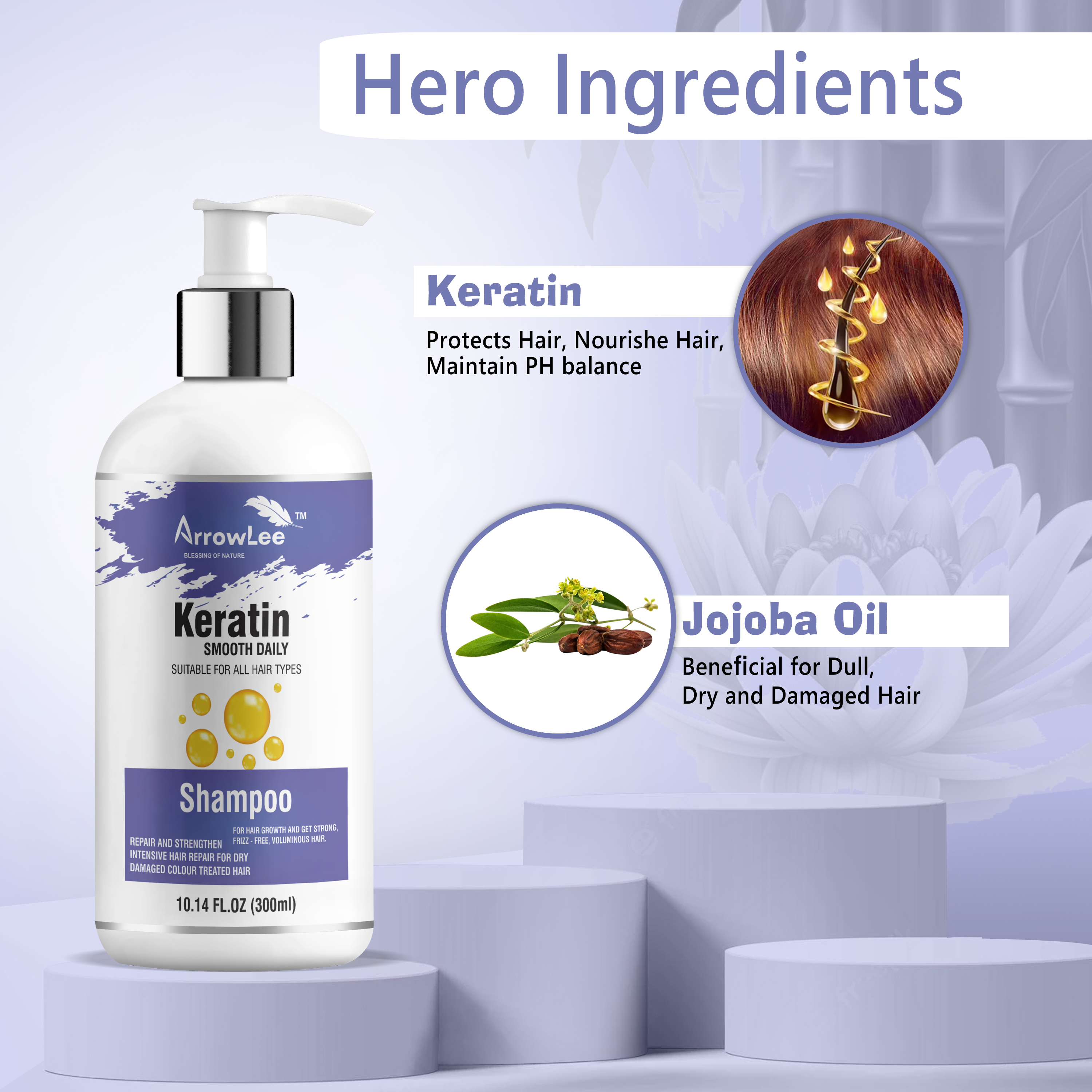 Keratin Smooth Daily Shampoo - Gel Form, Recommended For All Hair Types , Infused With Argan Oil, Micro-moisture Technology For Enhanced Smoothness And Shine
