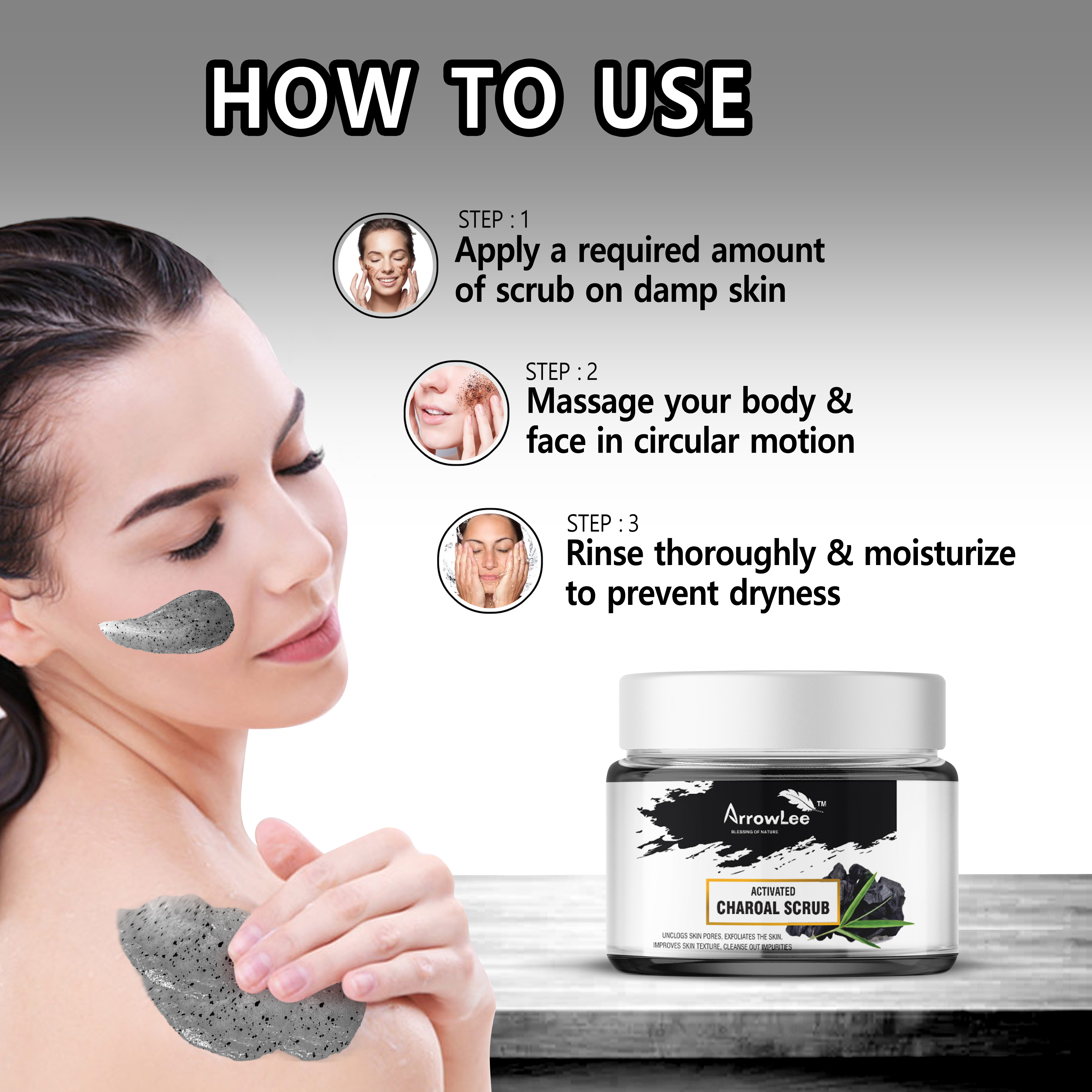 Activated Charcoal Scrub - Gel Form, 24 Months Shelf Life | Suitable For All Skin Types, Designed For Face And Body Personal Care