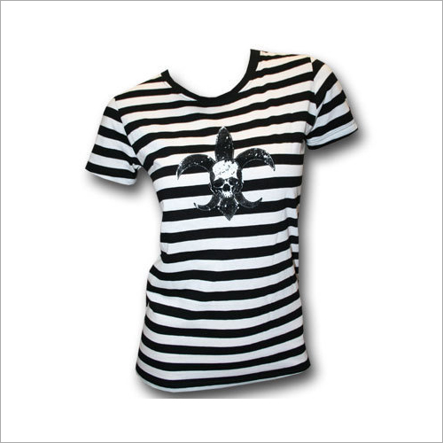 महिलाओं की आधी आस्तीन वाली धारीदार टी शर्ट आयु समूह: 18-30 वर्ष