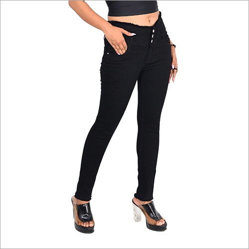 Slim Fit 3 Button Black Jeans