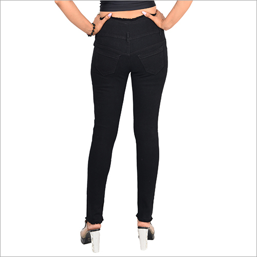 Slim Fit 3 Button Black Jeans