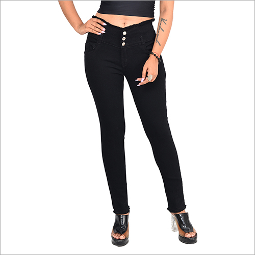 Slim Fit 3 Button Black Jeans