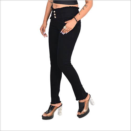 Slim Fit 3 Button Black Jeans