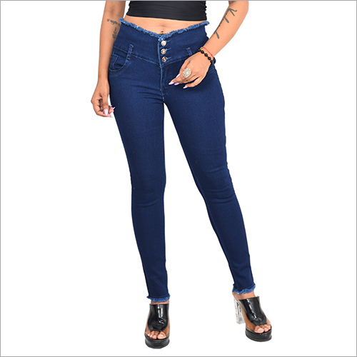 Slim Fit 3 Button Dark Blue Jeans