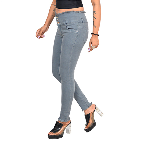 Washable 3 Button Grey Jeans