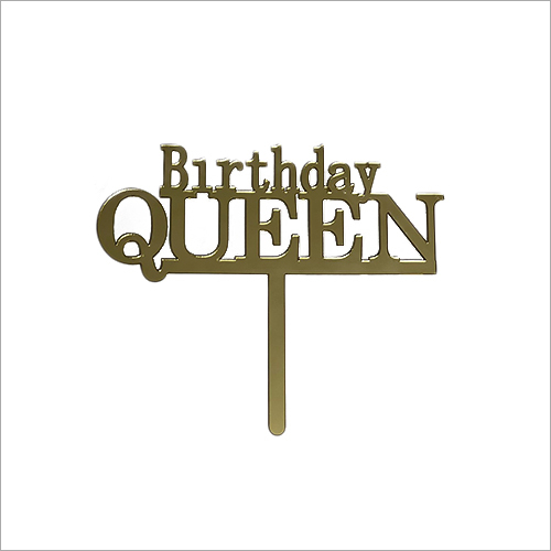 स्टिक बर्थडे क्वीन केक टॉपर