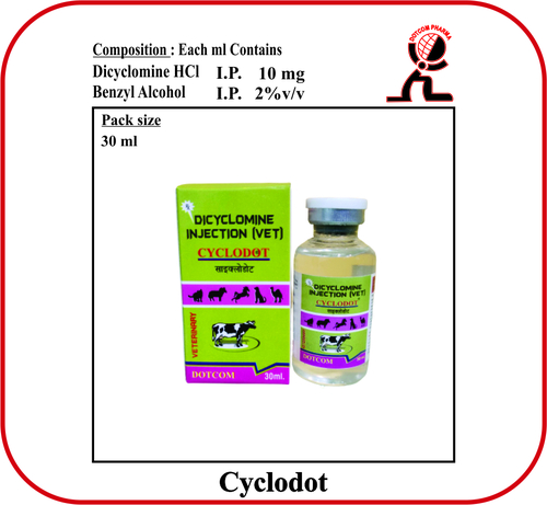 Dicyclomine Hcl I.P Brand - Cyclodot - Medicine Type: Veterinary Injectables