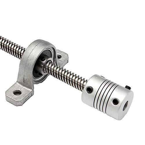 T8 Lead Screw 100mm 8mm Brass Copper Nut With Kp08 Bearing Bracket And 5 X 25 X 8 Mm Flexible Coupling For 3d Printer - Color: Silver
