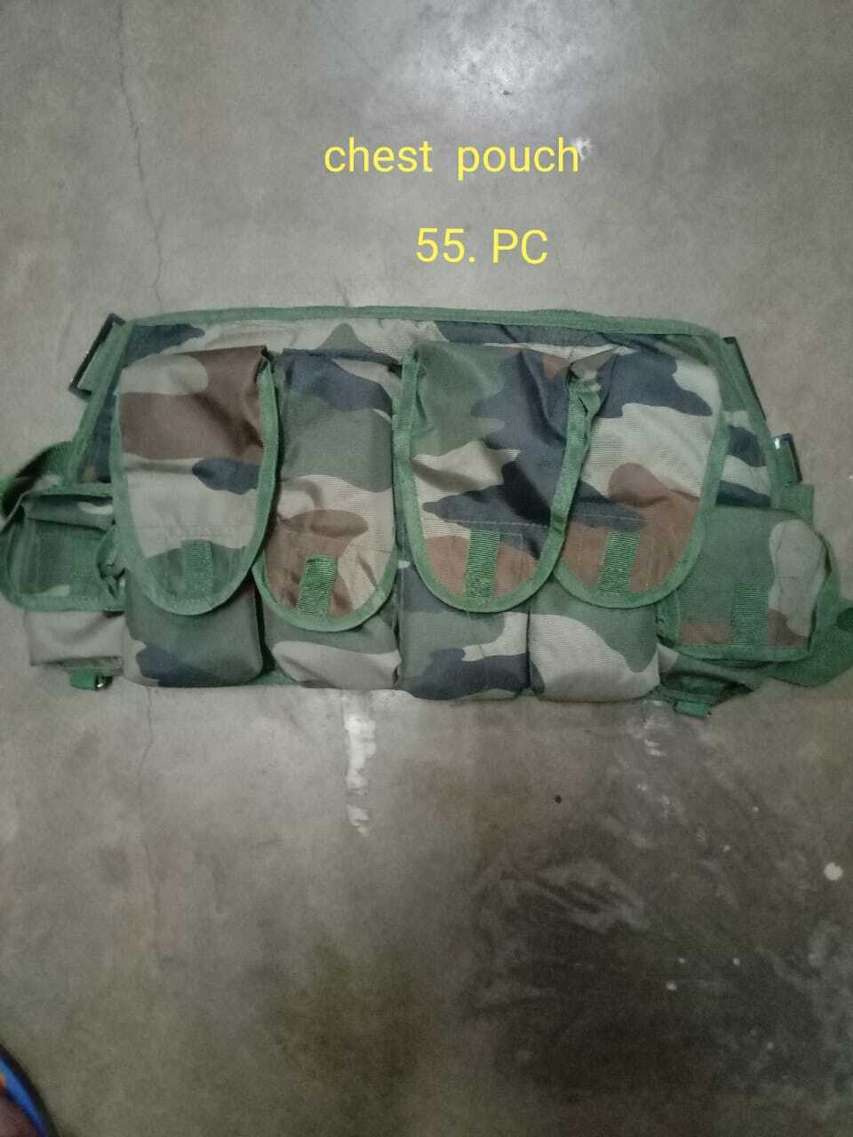 Army Combat Pouches - Polyester Material, Size M, Olie Green Color, Waterproof, 4 Pockets, Unisex, All Weather, Adjustable Bottom Strap