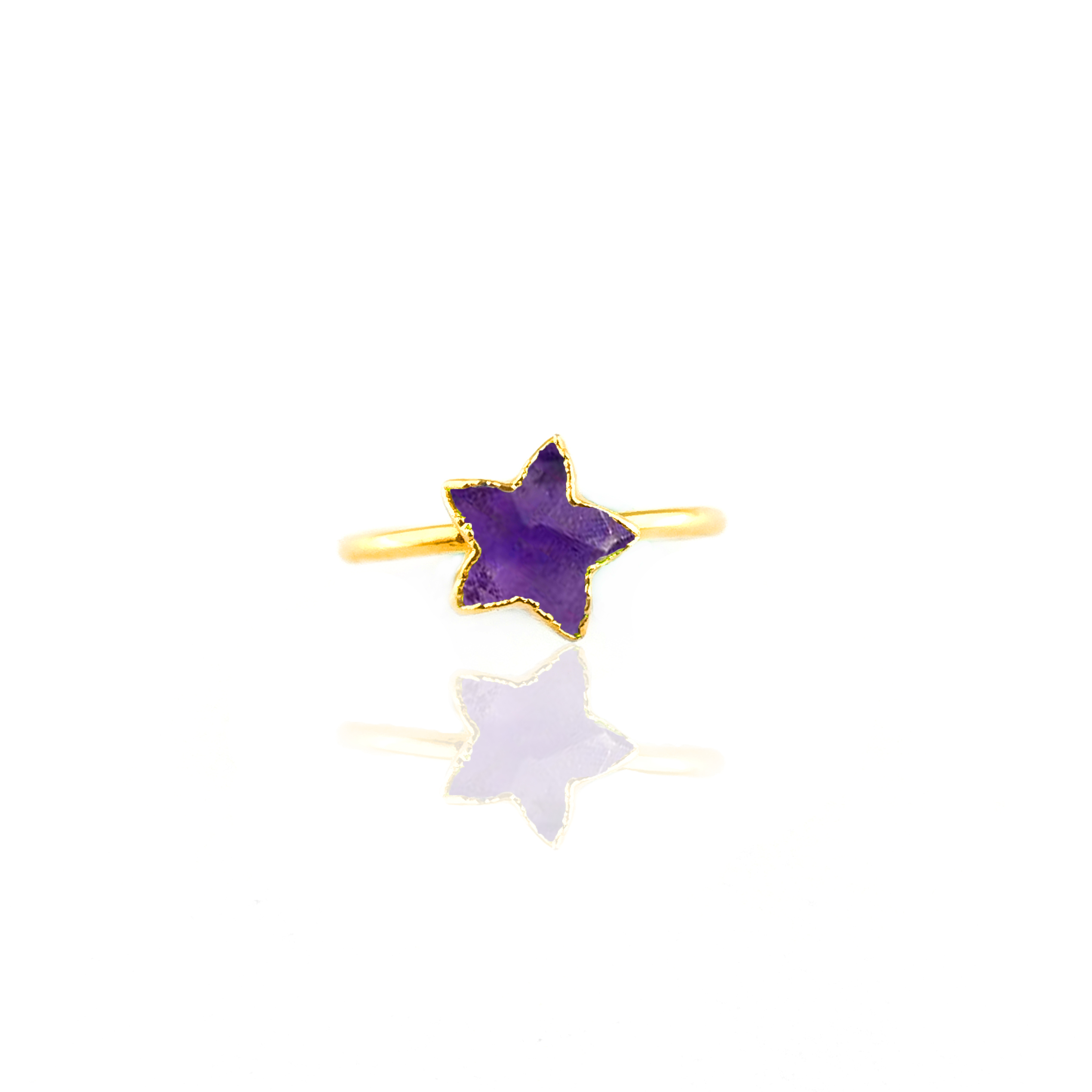 Star Shape Gemstone Rings 10mm Faceted Star Gemstone Gold Vermeil Rings 925 Silver Band Rings For Women Gender: Unisex