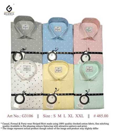 Men's Full Sleeves Solid Shirts - Cotton, Regular Fit, Striped Design, Available in S to XXL Sizes, Elegant Blue Color
