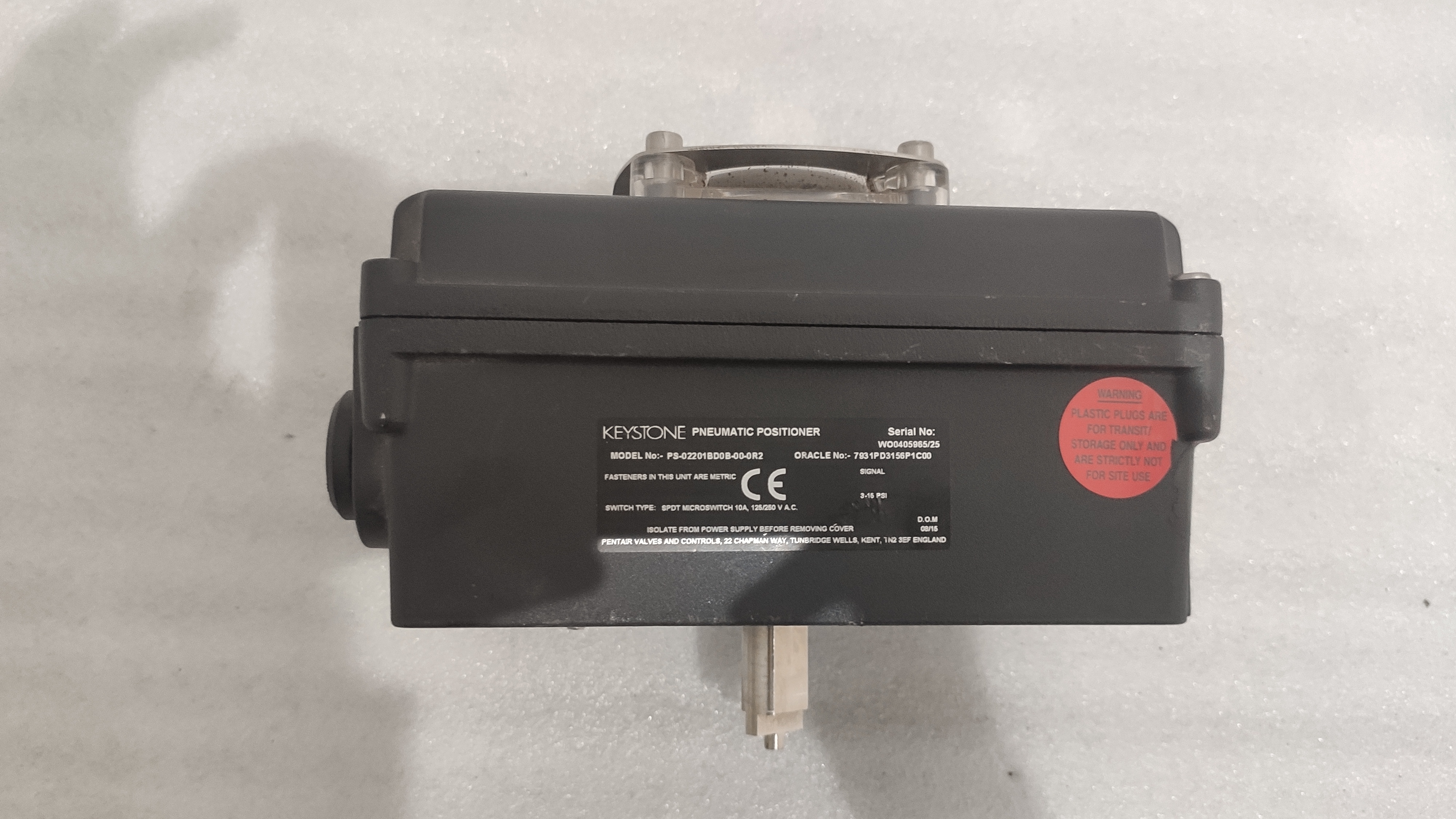 Electro Pneumatic Valve Positioner - 15a Switch Rating, 3-15 Psi Signal Pressure | Used Keystone Ps-02201bd0b-00-0r2, Black Finish