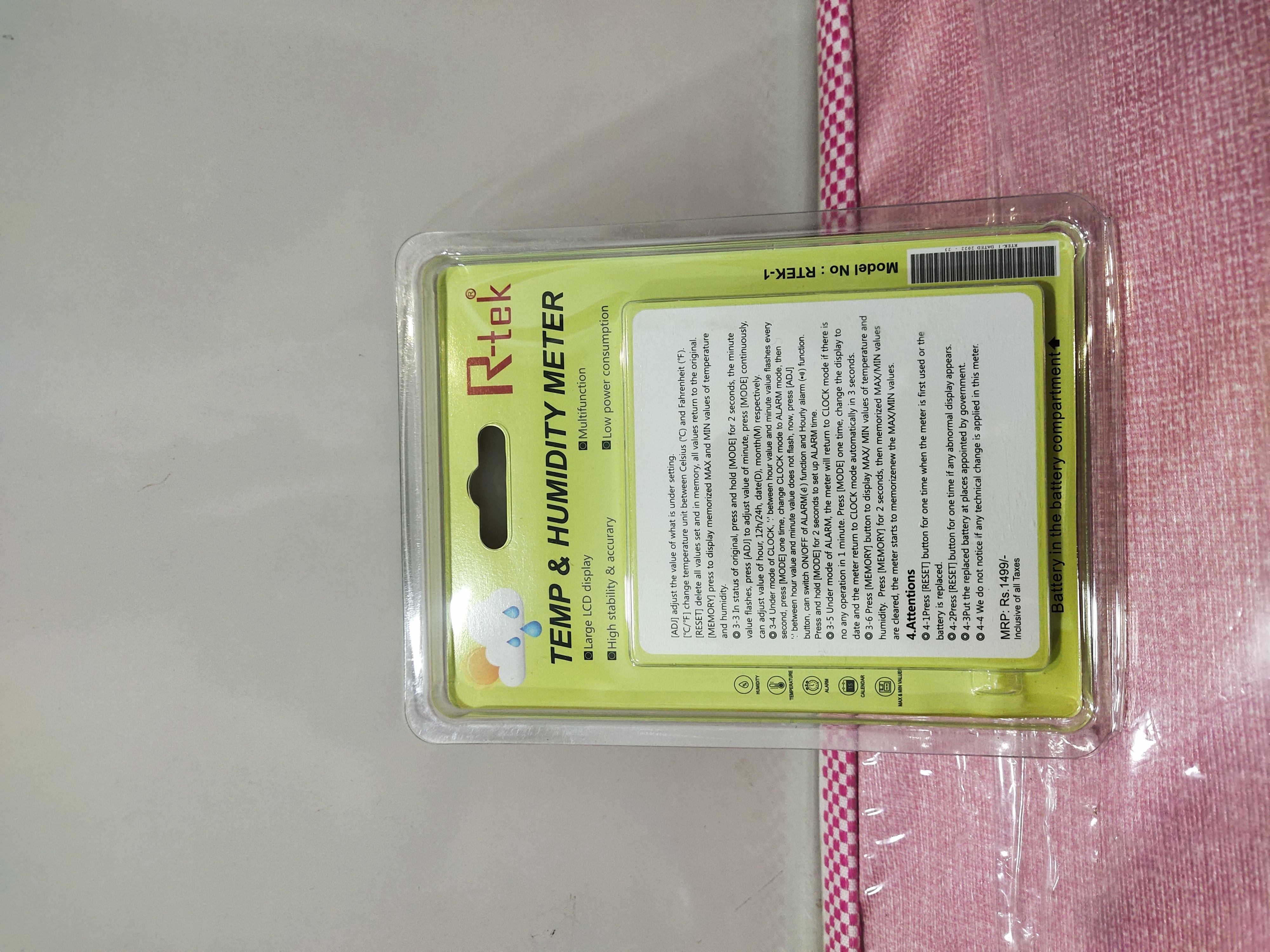 Digital Thermo Hygrometer Rtek-1