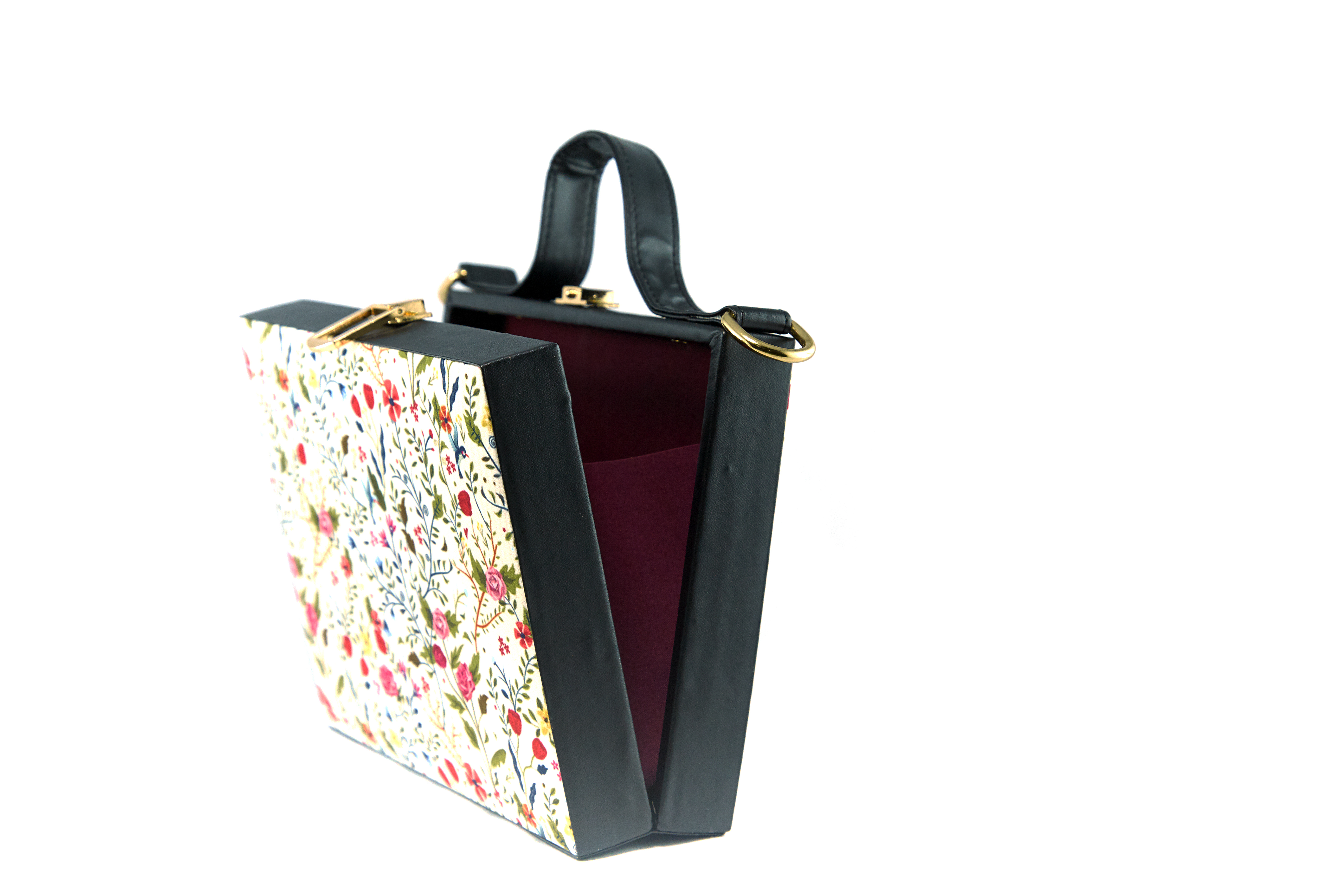 Multi Floral And Leaf Printed Mdf Box Bag - Size: Standard